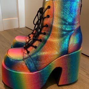 Demonia Rainbow Platform Boots Size 8 Like New